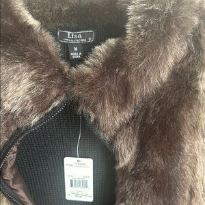 Lisa International Brown Faux Fur Vest